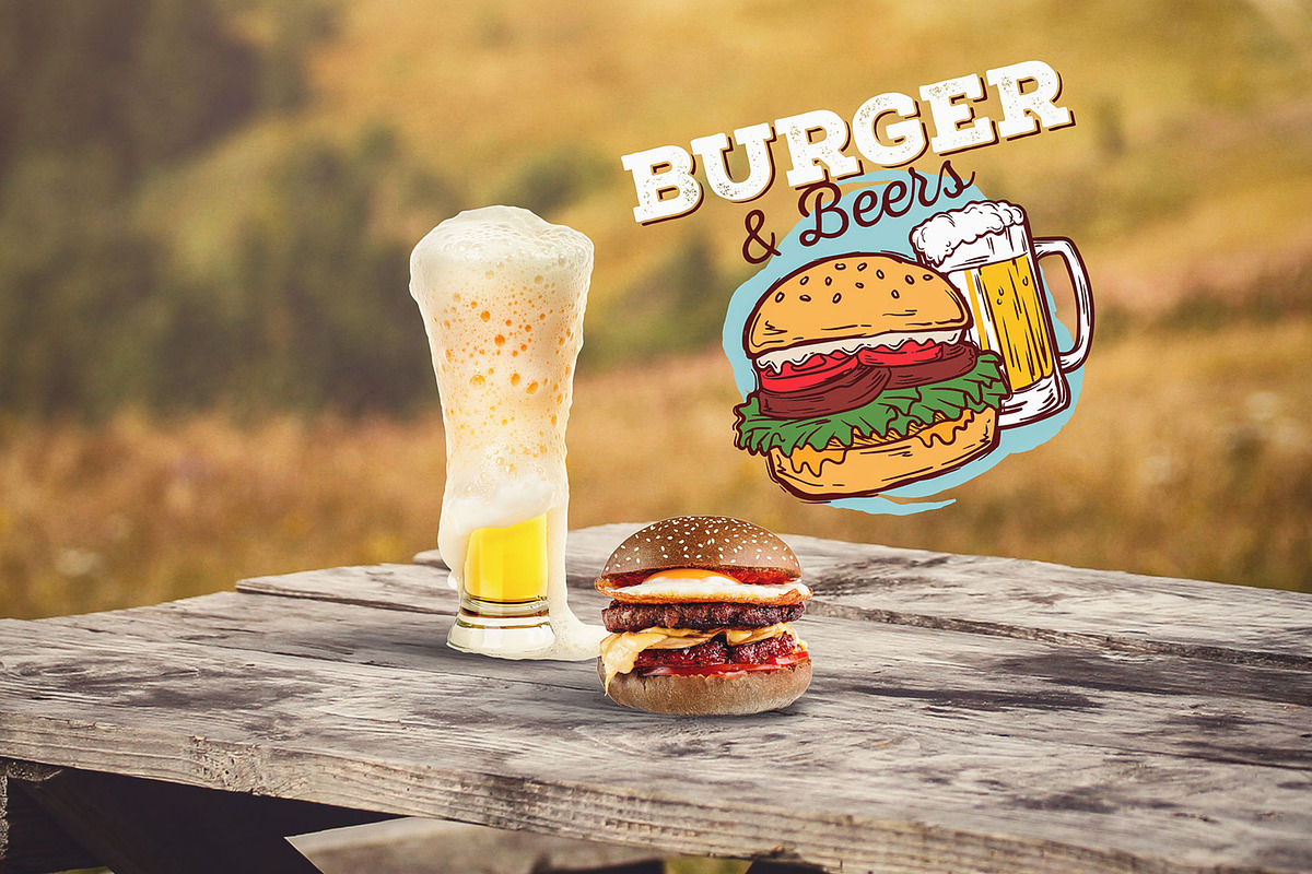 Burger&Beer Mock-up / Scene Creator, a Product Mockup by relineo.mock-ups (Photo 5 of 16)