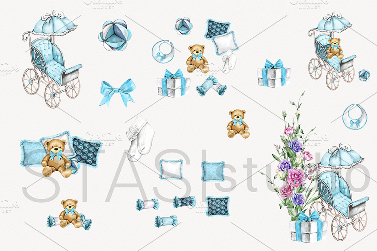 Baby Boy Watercolor Clipart, a Decorative Illustration by STASIstudio (Photo 3 of 3)