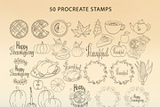 Thanksgiving Procreate Stamps, a Brush Add-On by Mari_Caliart (Thumbnail 2 of 8)