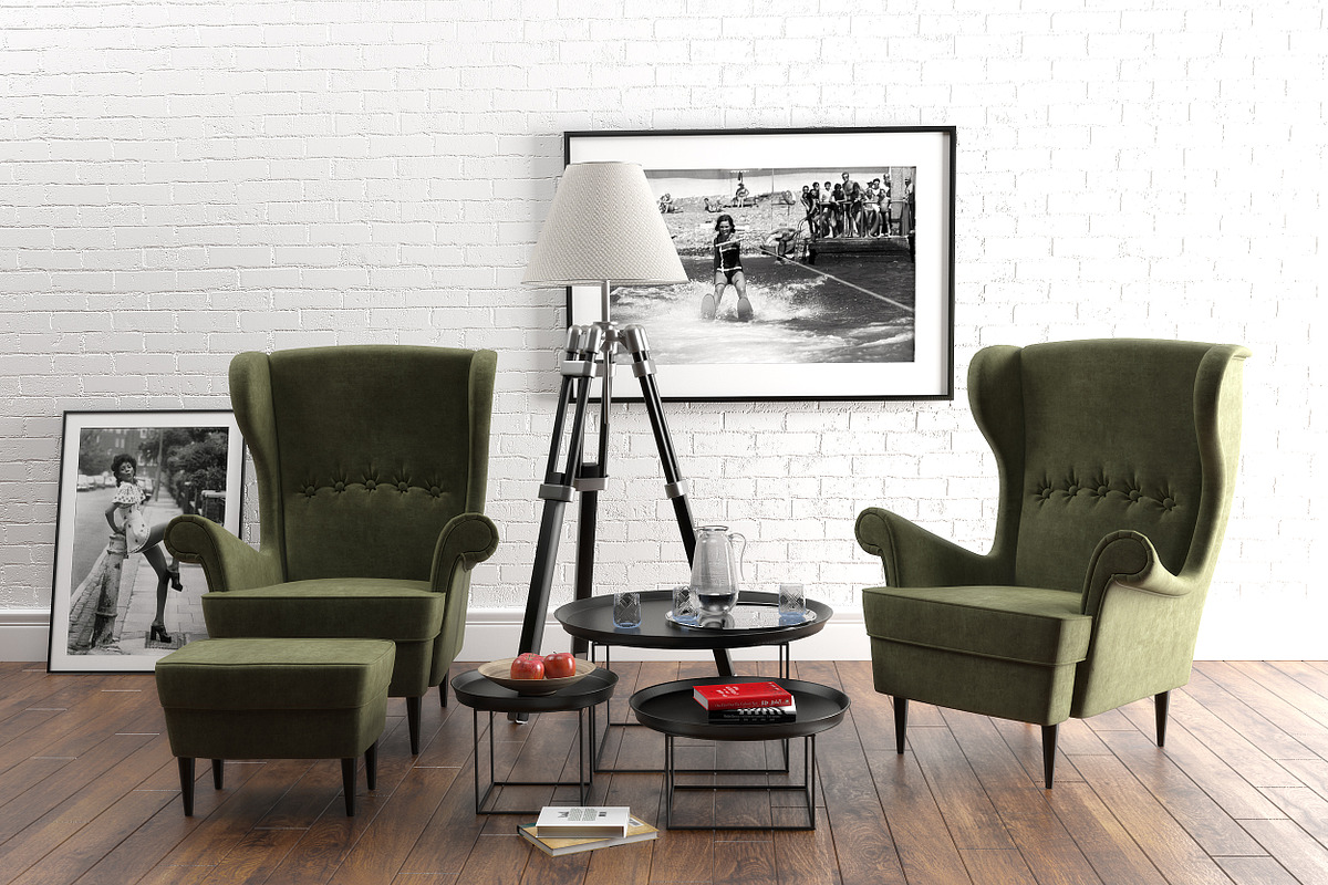 Strandmon wing chairs furniture set, a Furniture 3D Model by inDahouze (Photo 2 of 8)