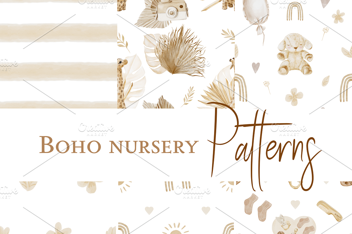 Boho Nursery Watercolor Clipart, an Animal Illustration by NikiArts (Photo 10 of 13)