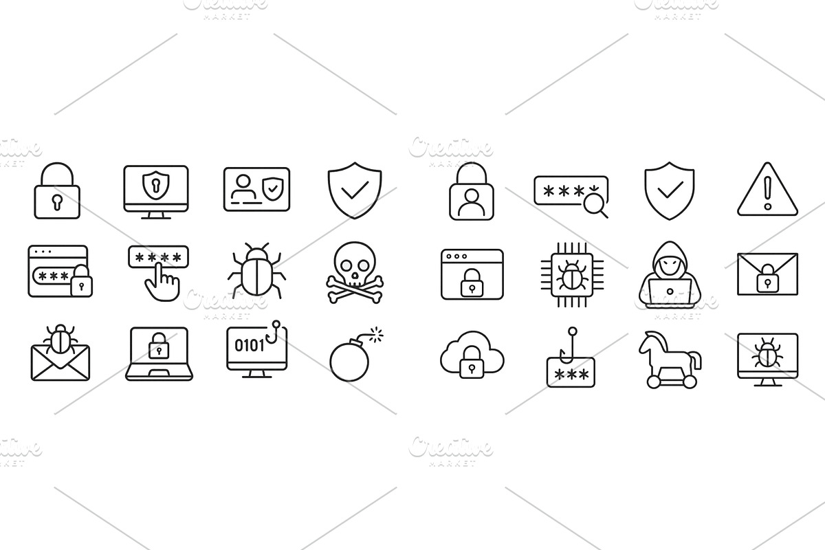 Collection of cybersecurity icons, a Technology Illustration by ZinetroN
