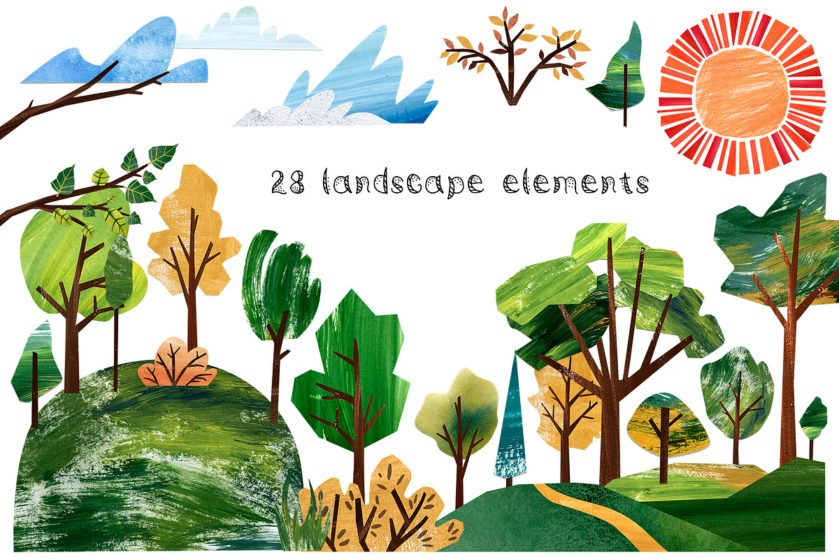 Papercut collages - Watercolor Set, a Texture Illustration by Mashamashastu (Photo 4 of 17)