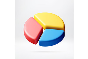 3d Red, blue, and yellow pie chart., an Illustration by Abscent