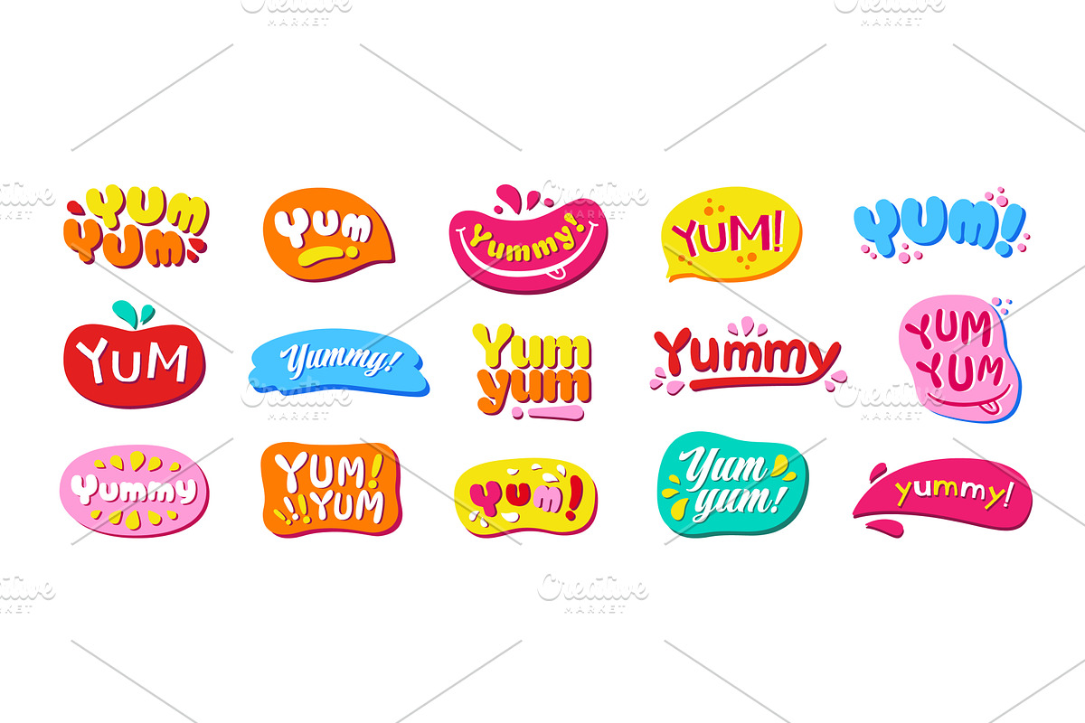 Yummy emblems. Yum Yum icons, an Illustration by winwin.art