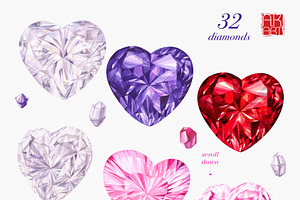 Watercolor Clipart: Heart Jewelry