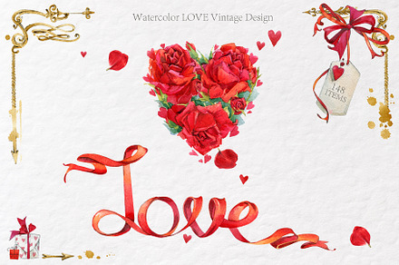 Watercolor Vintage Love design