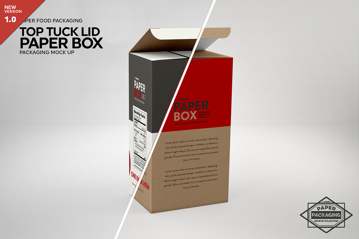 Paper Top Lid Tuck Box Mockup, a Cups & Container Mockup by INCDesign
