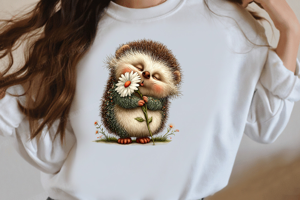 Whimsical Summer Hedgehog with daisy, an Illustration by Designworld (Photo 6 of 10)