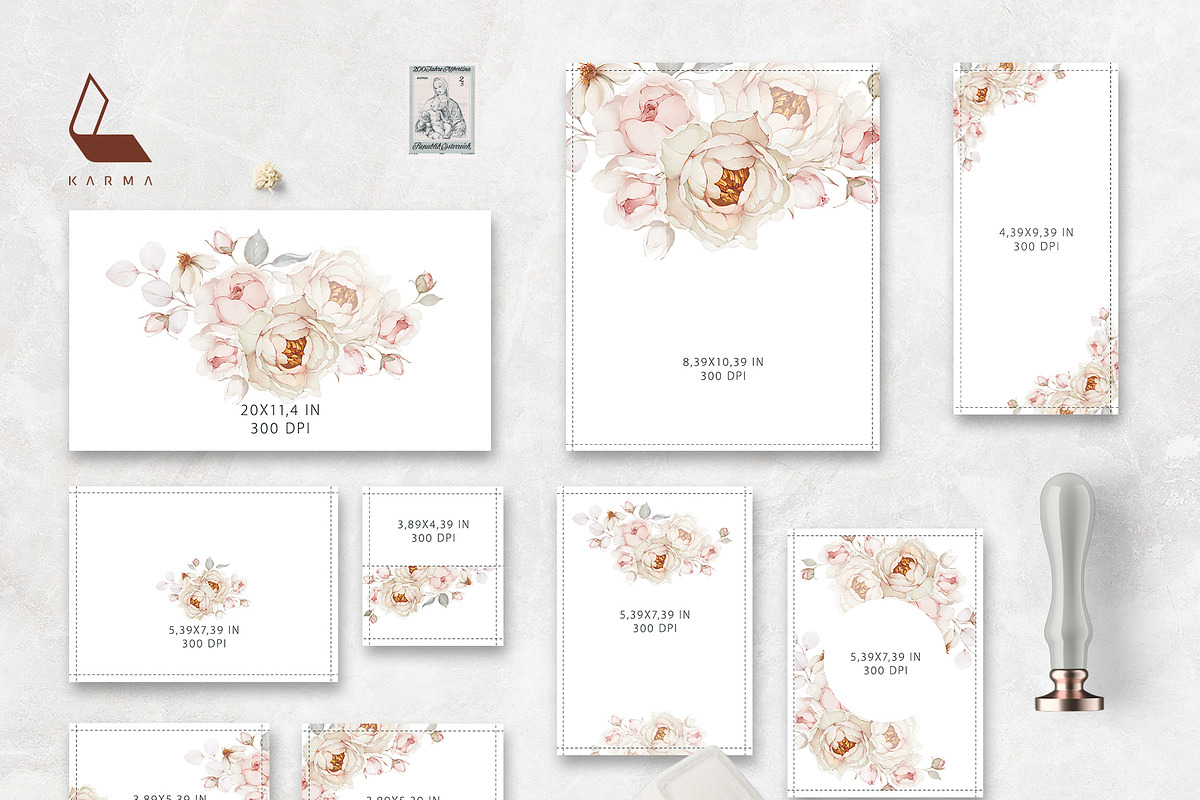 Fiona Wedding Invitation Set PSD preview 8