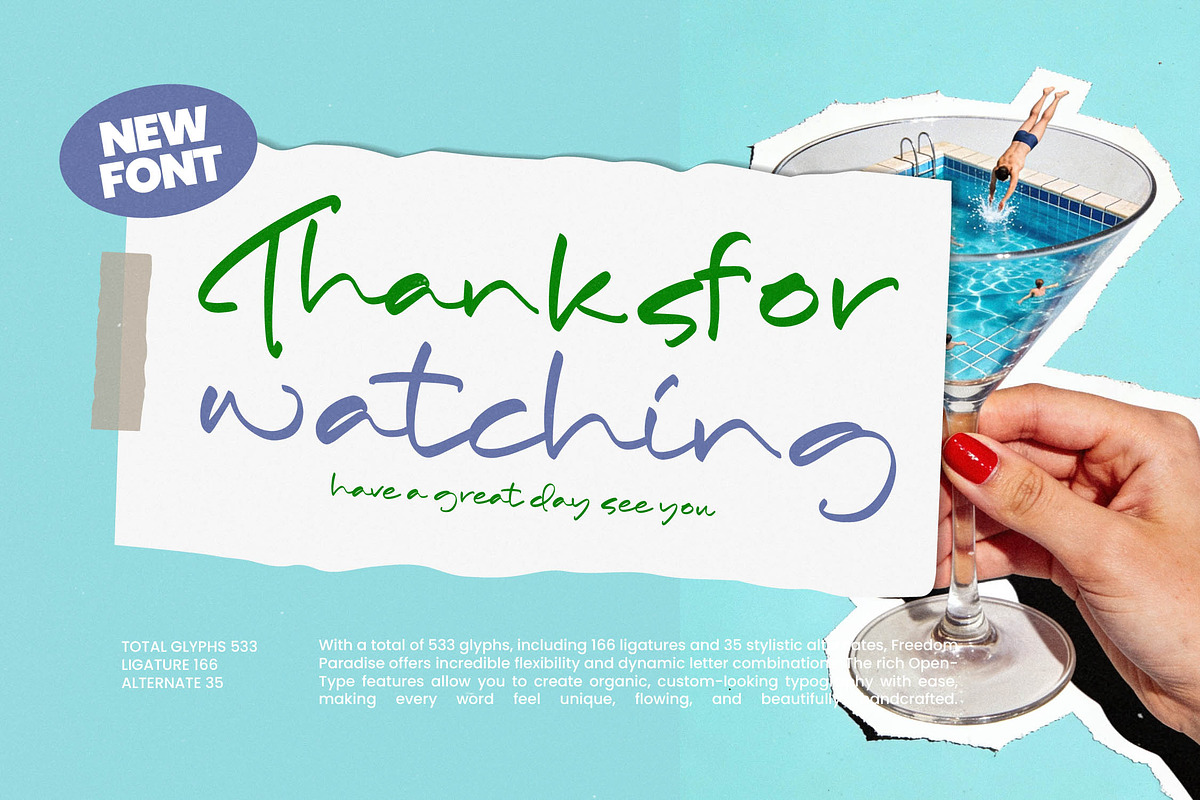 Freedom Paradise Handwritten Script, a Script Font by stylishtype.co (Photo 20 of 20)