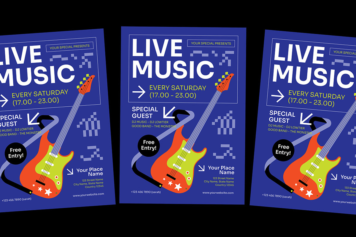 Live Music Promotion Flyer, a Flyer Template by Gumico Studio. (Photo 1 of 3)