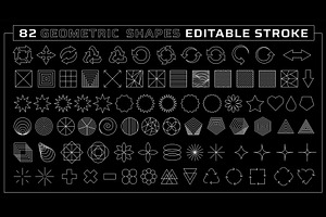 82 Linear Geometric Shapes Stroke