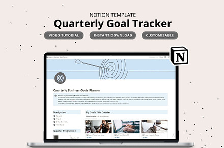 Quarterly Goals Notion Template, a Templates & Theme by Saving Time Designs