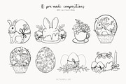 Easter rabbit hand-drawn vector set, a Decorative Illustration by AfonshinaArt (Thumbnail 10 of 15)