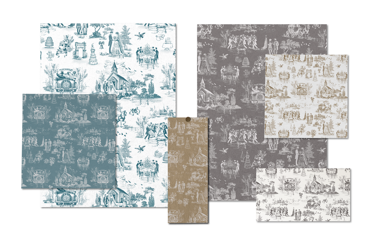 Classic Wedding Toile de Jouy Print, a Background Graphic by Hughes Studio (Photo 6 of 6)