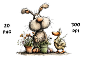 Whimsical Floral Bunny and Duck, an Animal Illustration by GiraffeCreative (Thumbnail 2 of 20)
