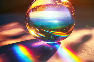 A crystal ball reflecting colorful light and creating rainbow patterns on a sur, an Arts & Entertainment Photo by Textures & Backgrounds