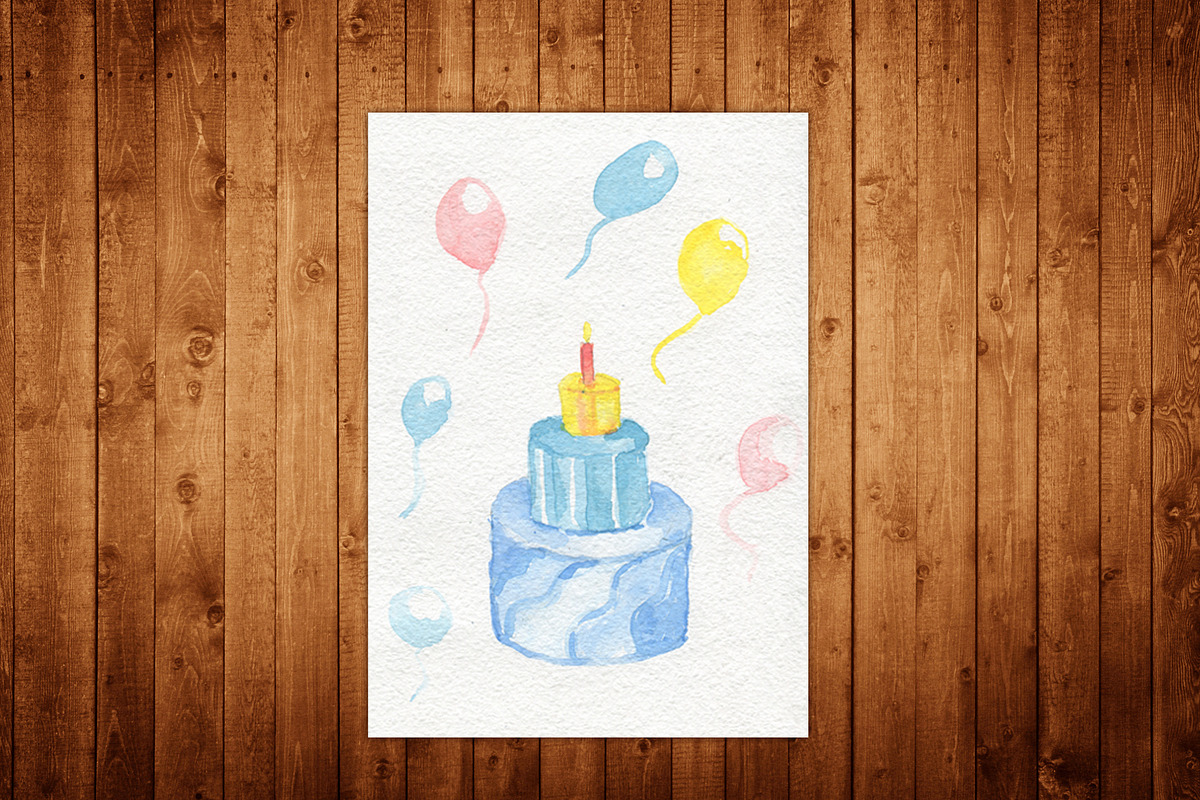 Watercolor handpainted birthday set, a Decorative Illustration by My watercolor shop (Photo 6 of 7)