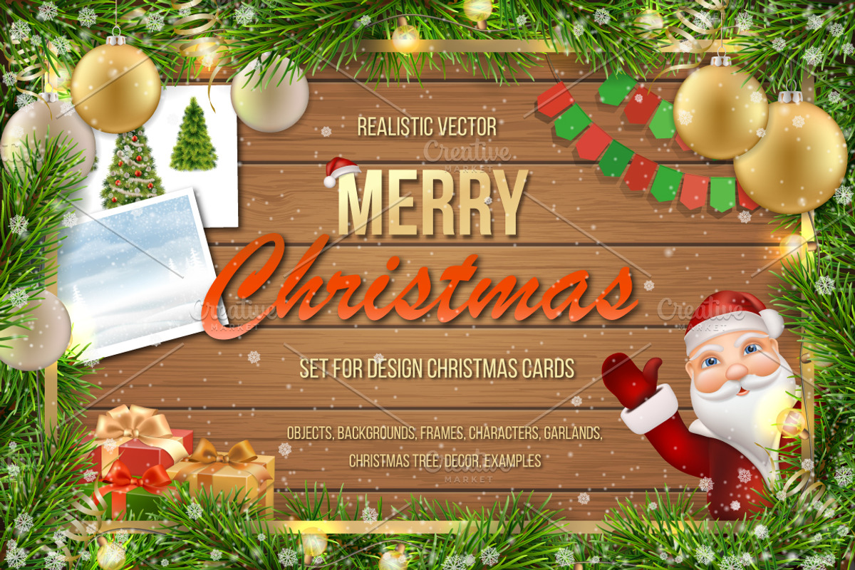 Set for Merry Christmas cards., a Decorative Illustration by belander (Photo 1 of 10)