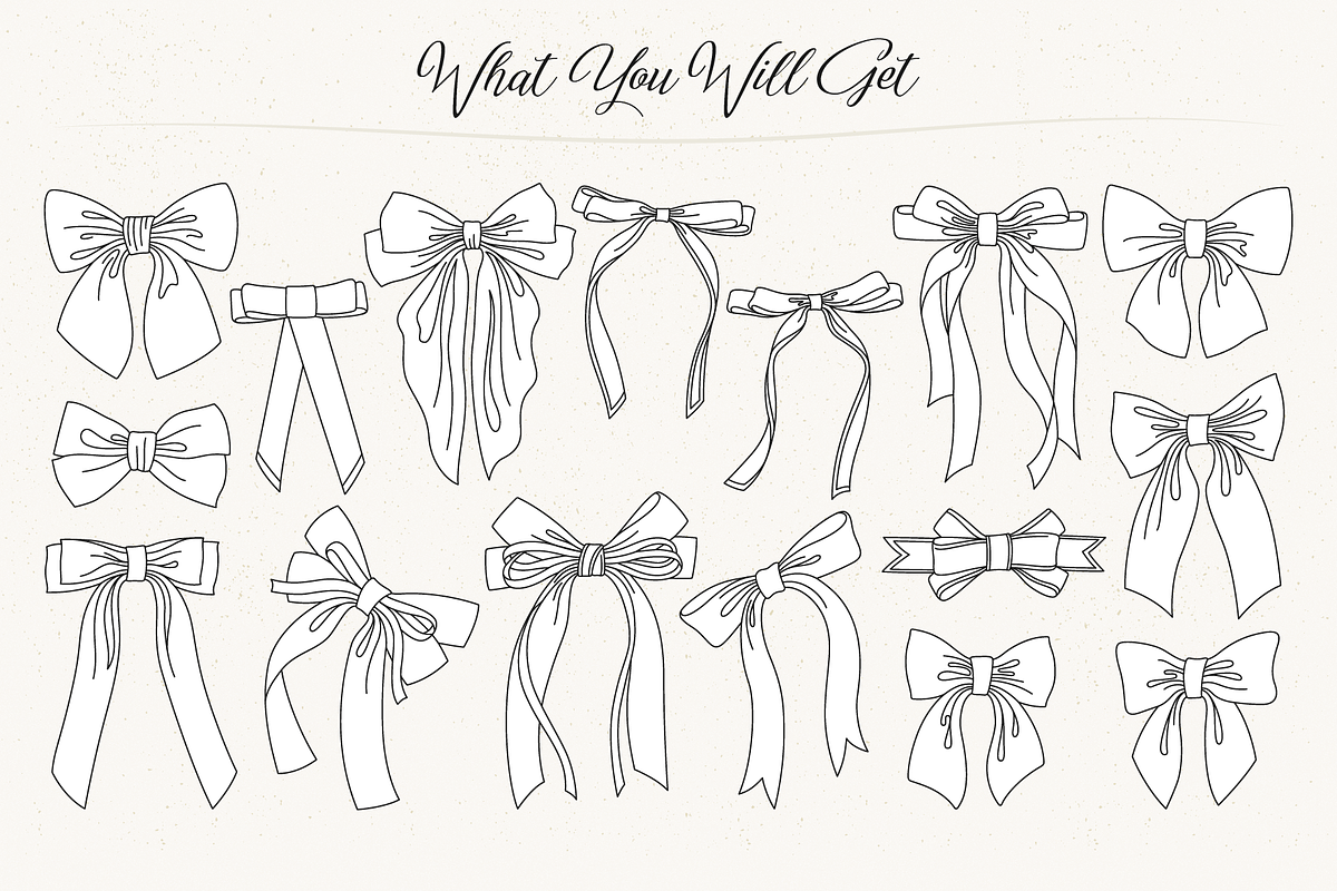 Hand Drawn Ribbon Bows Vector Set, a Decorative Illustration by Neliakott ♥ (Photo 3 of 11)