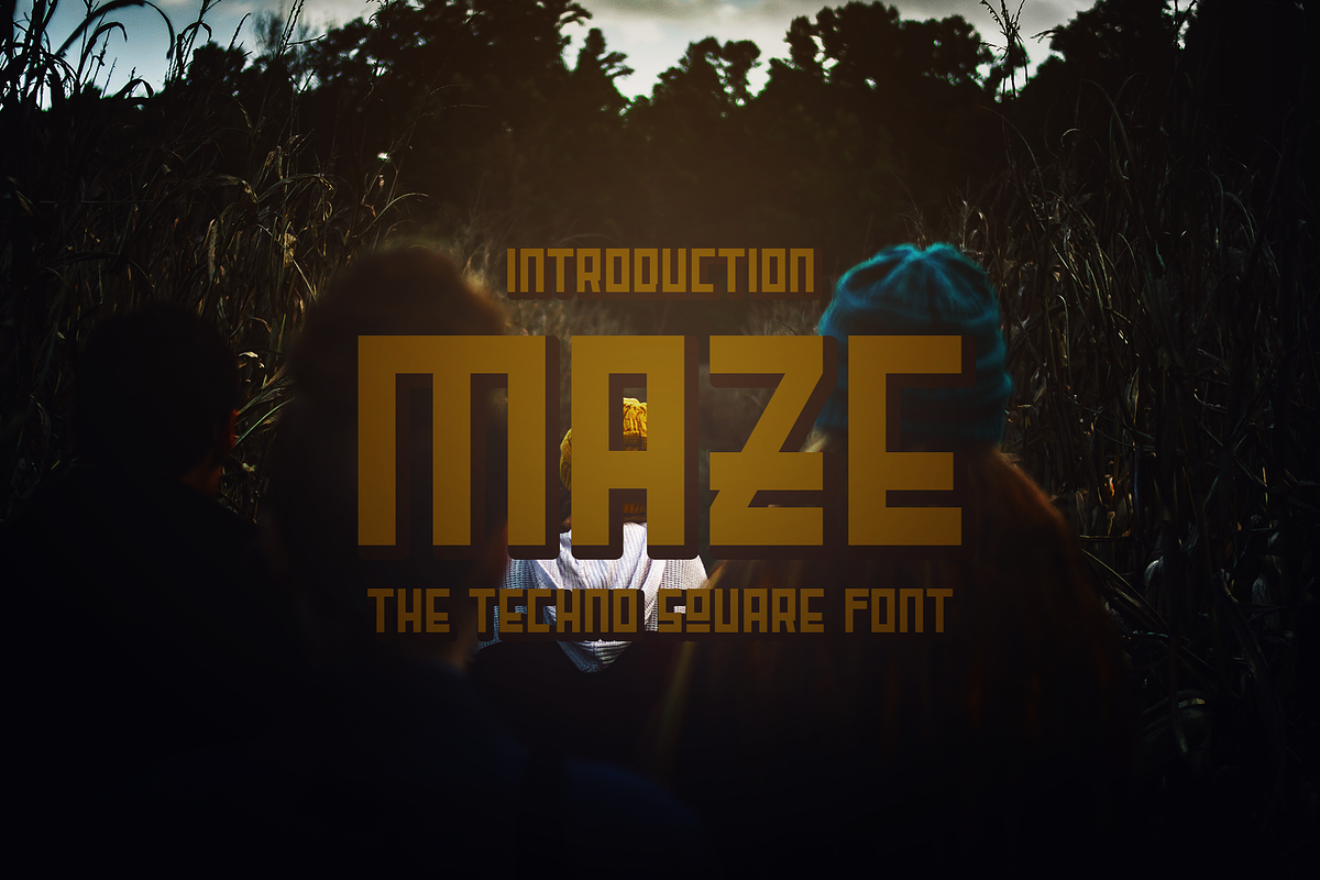 Maze The Techno Square Font, a Font by AndriyFM (Photo 1 of 9)