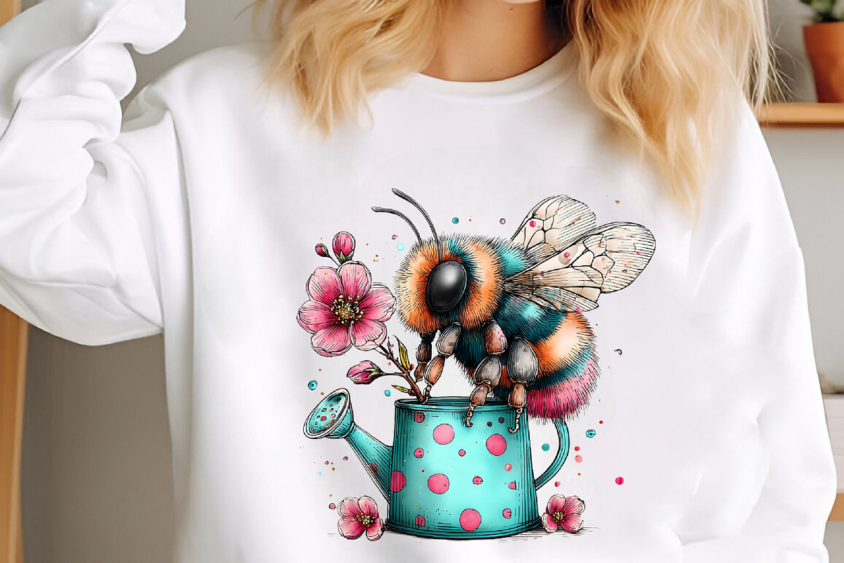 Whimsical Spring Bee Clipart PNG, an Illustration by designcity5 (Photo 4 of 5)