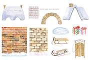 Christmas houses, an Illustration by Love Watercolor Store (Thumbnail 7 of 12)