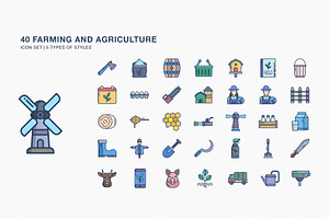 Farming and agriculture icon set