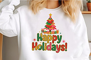 Happy Holidays Christmas Clipart PNG, an Illustration by Craft Nest (Thumbnail 4 of 6)