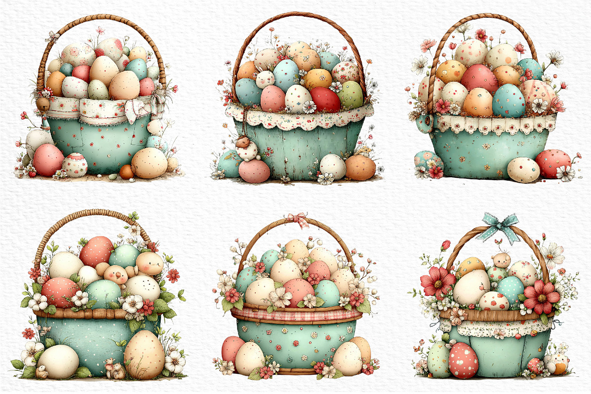 Easter Basket Clipart Png, an Illustration by Craft Nest (Photo 3 of 11)