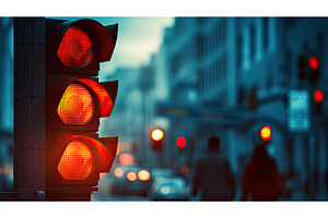 red street traffic light ai, an Abstract Photo by pikepicture