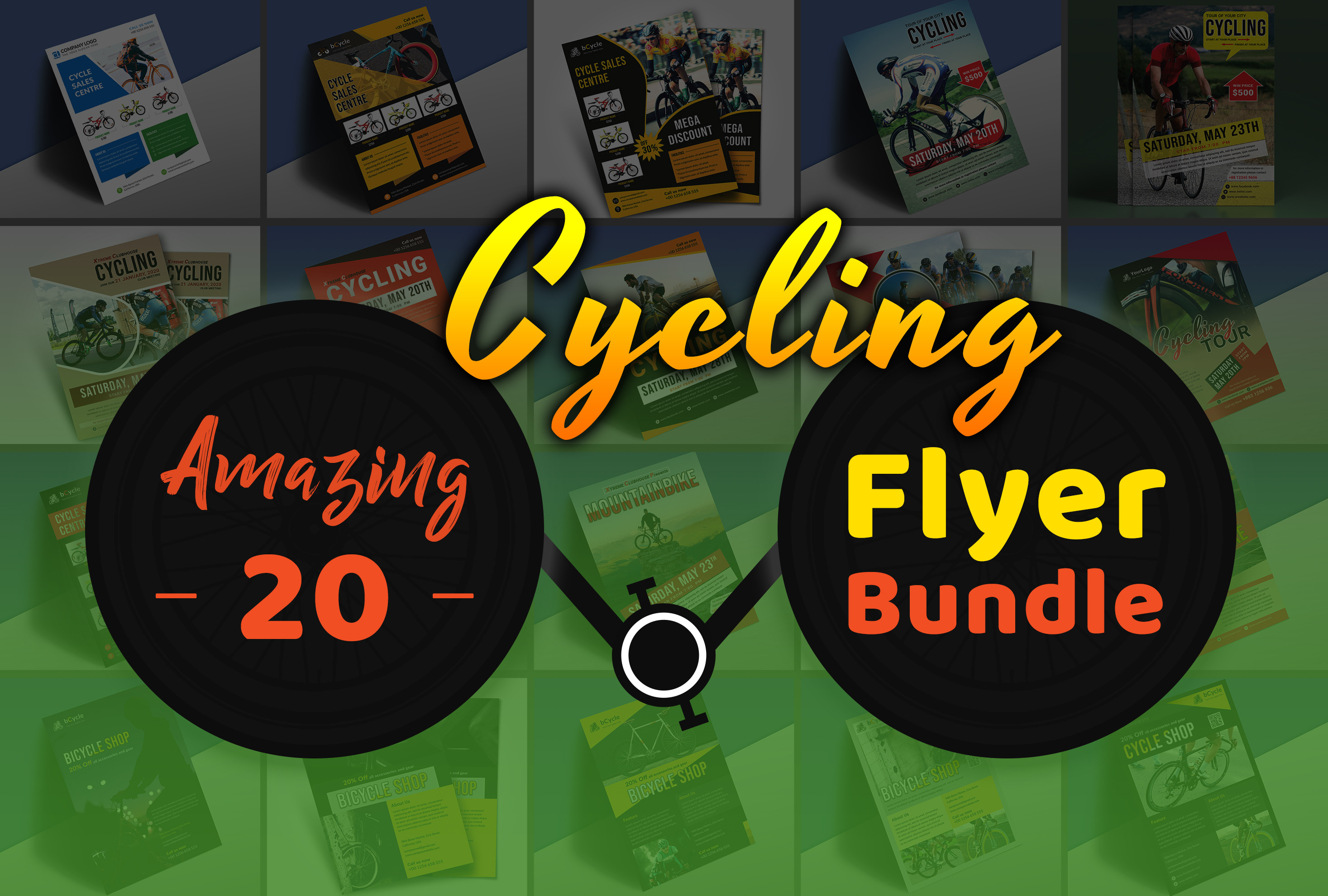 20 Cycling Flyer Bundle, a Flyer Template by graphicsunday