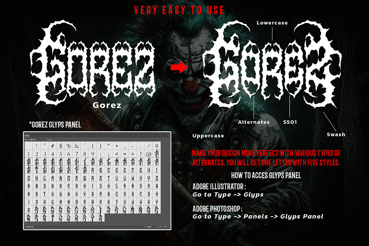 GOREZ DEATH METAL FONT, a Blackletter Font by Fonday Studio (Photo 8 of 9)
