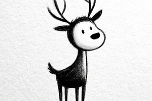 Minimal cute deer doodle illustration isolated on white backgrou, an Animal Photo by José Manuel Gelpi