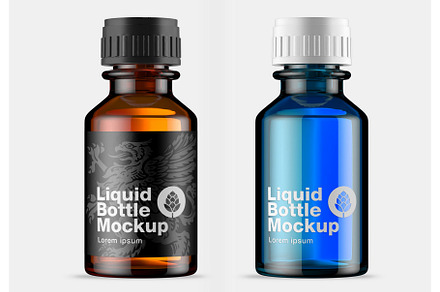 Amber Glass Bottle Mockup, a Packaging Mockup by OneVectorStock