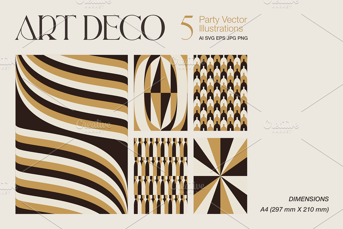 Art Deco Party Vector Illustrations, an Illustration by Aidana Aidar (Photo 4 of 9)