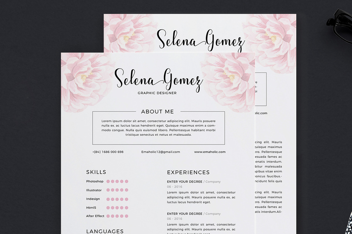 Elegant Floral Resume Template, a Resume Template by Emaholic Template (Photo 4 of 5)