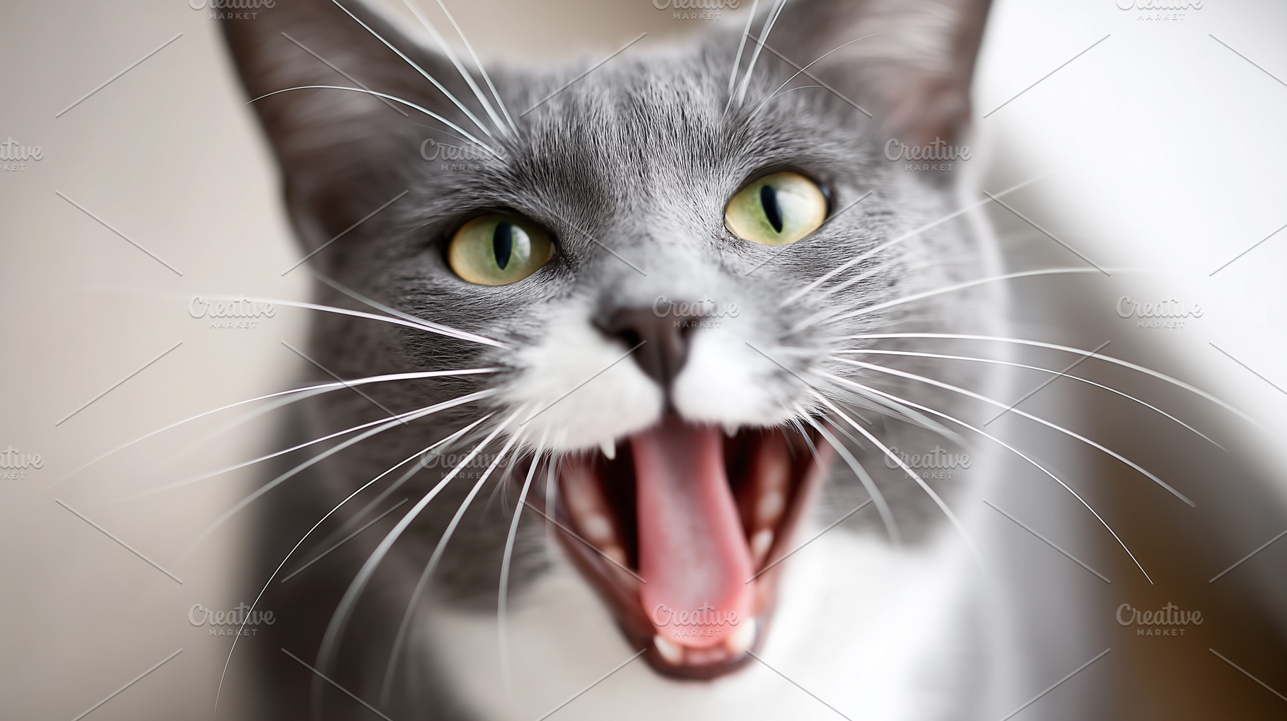 Close up of a gray and white cat, an Animal Photo by MistyDay