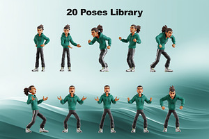 Man Dreadlocks 3D Poses Library V1