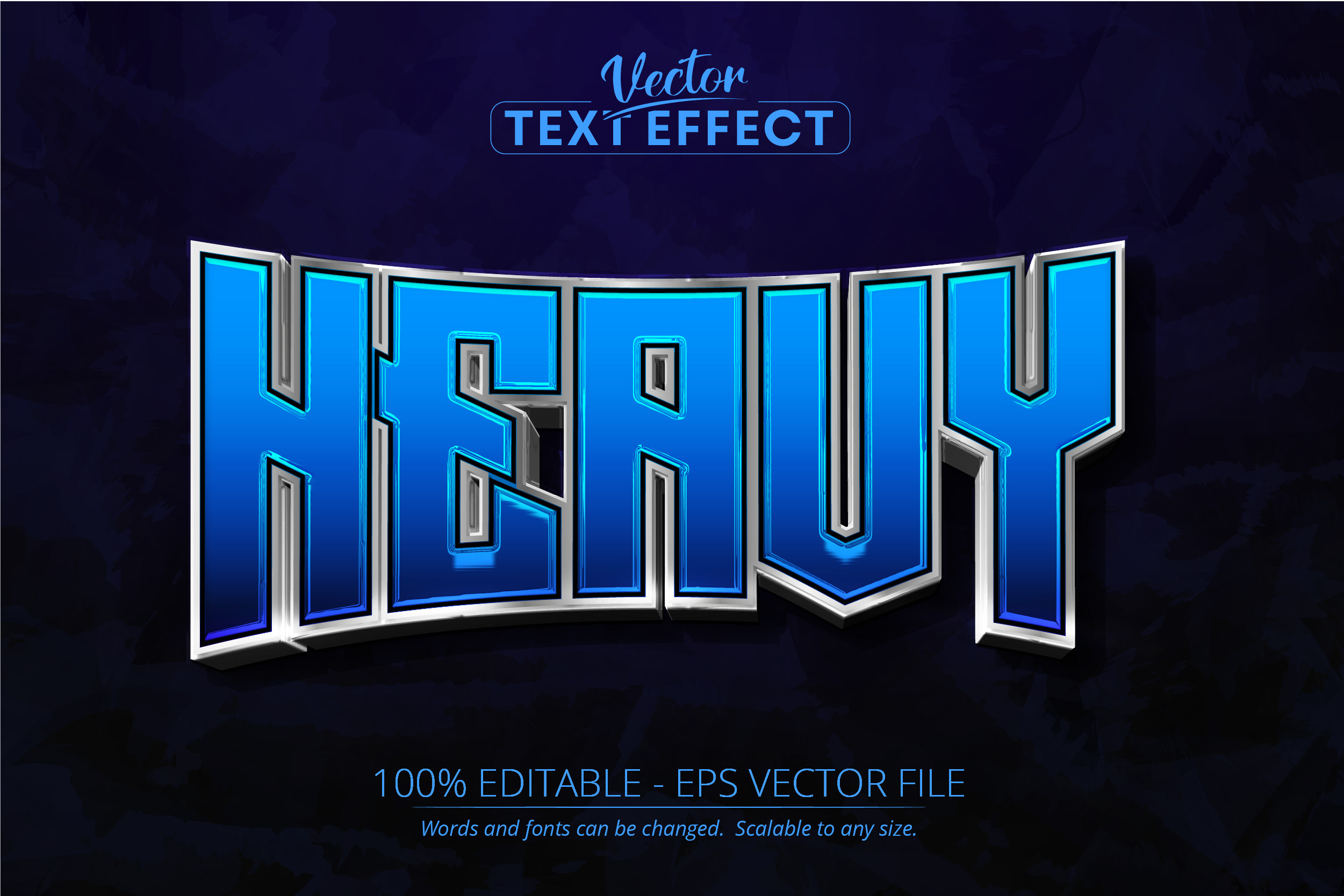 Silver text effect, editable blue, a Brushes & More by designvectx