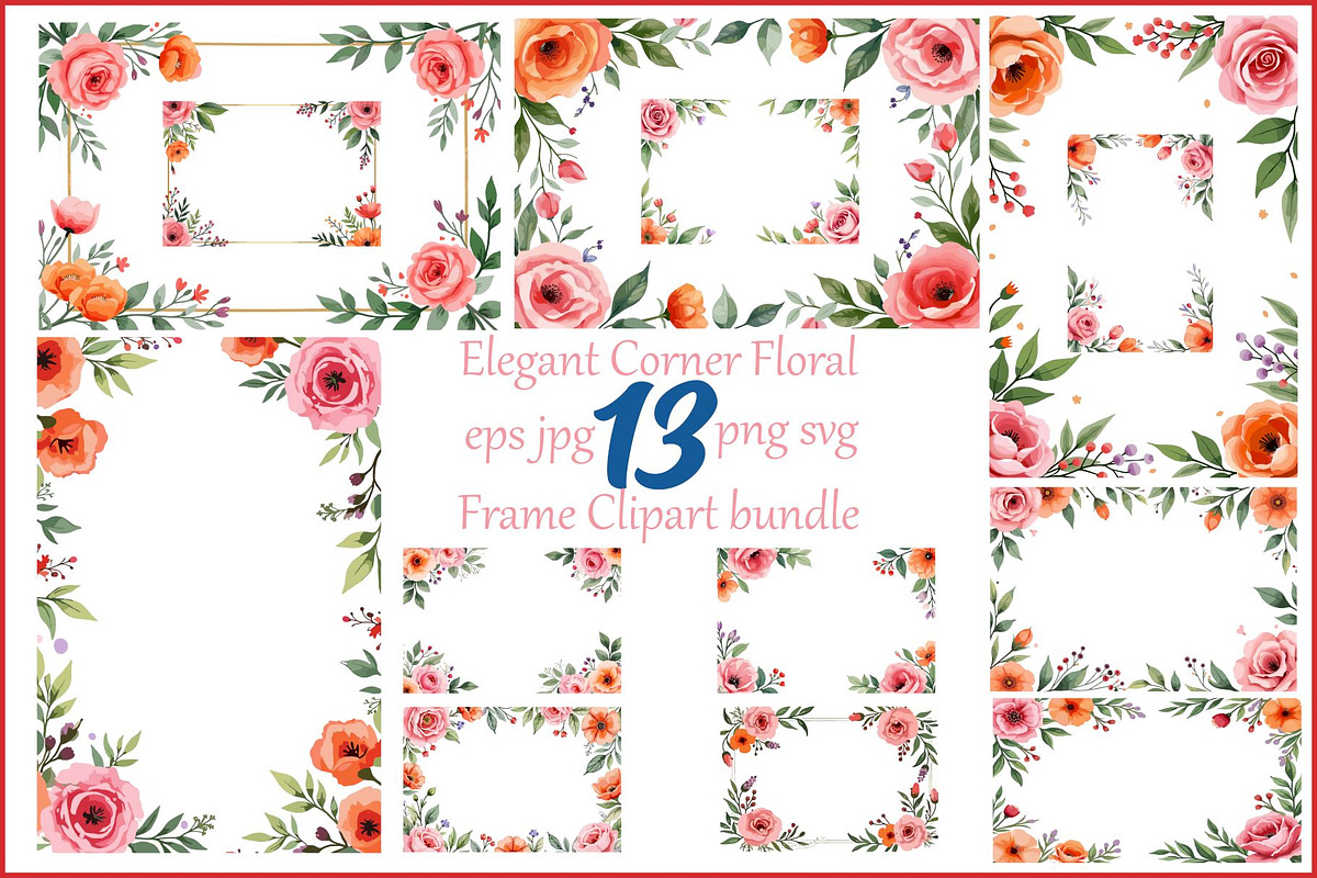 Elegant Floral Corner Frame Clipart, an Illustration by BIPLOB EXPERT (Photo 1 of 14)