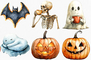 Watercolor Cozy Haunt Clipart Bundle, an Illustration by Canvas Craft (Thumbnail 2 of 7)