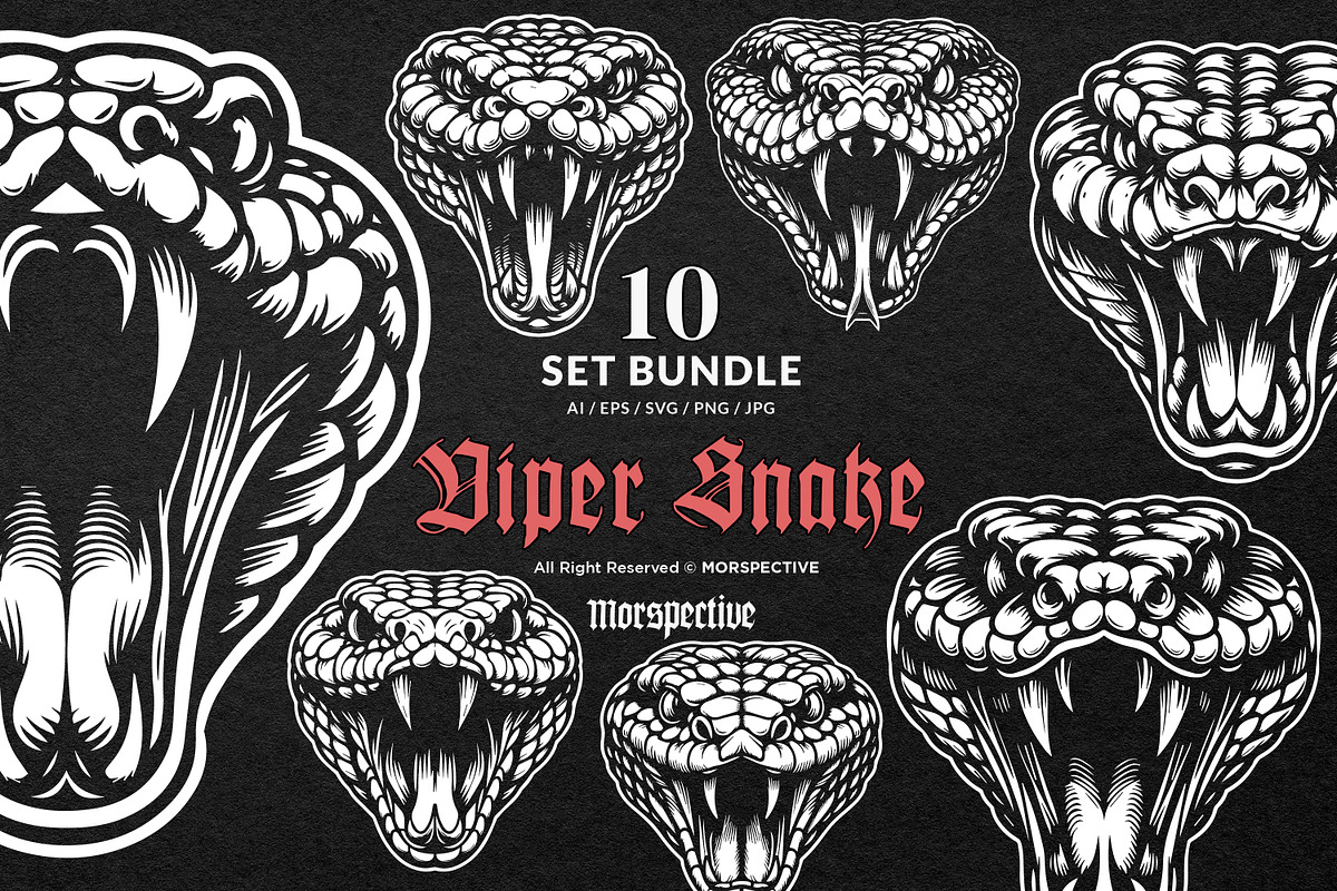 10 Bundle Dark Art Viper Snake Beast, an Animal Illustration by Morspective (Photo 1 of 7)