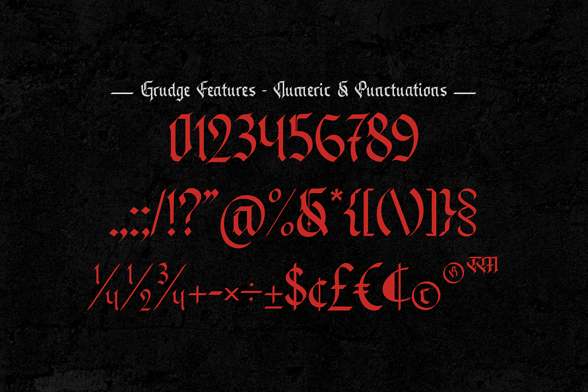 Grudge – Gothic Blackletter Typeface, a Blackletter Font by Almarkhatype (Photo 15 of 15)