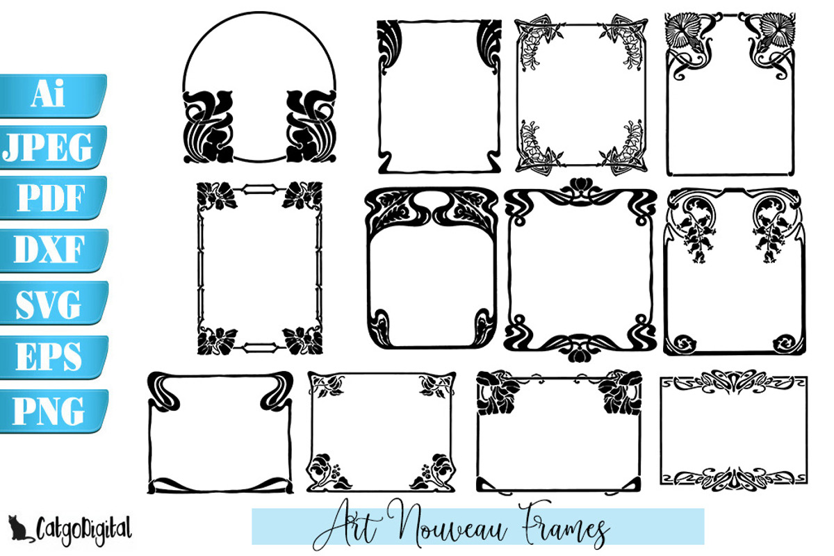 Art Nouveau Frames Art Deco Elements, a Decorative Illustration by CatgoDigital