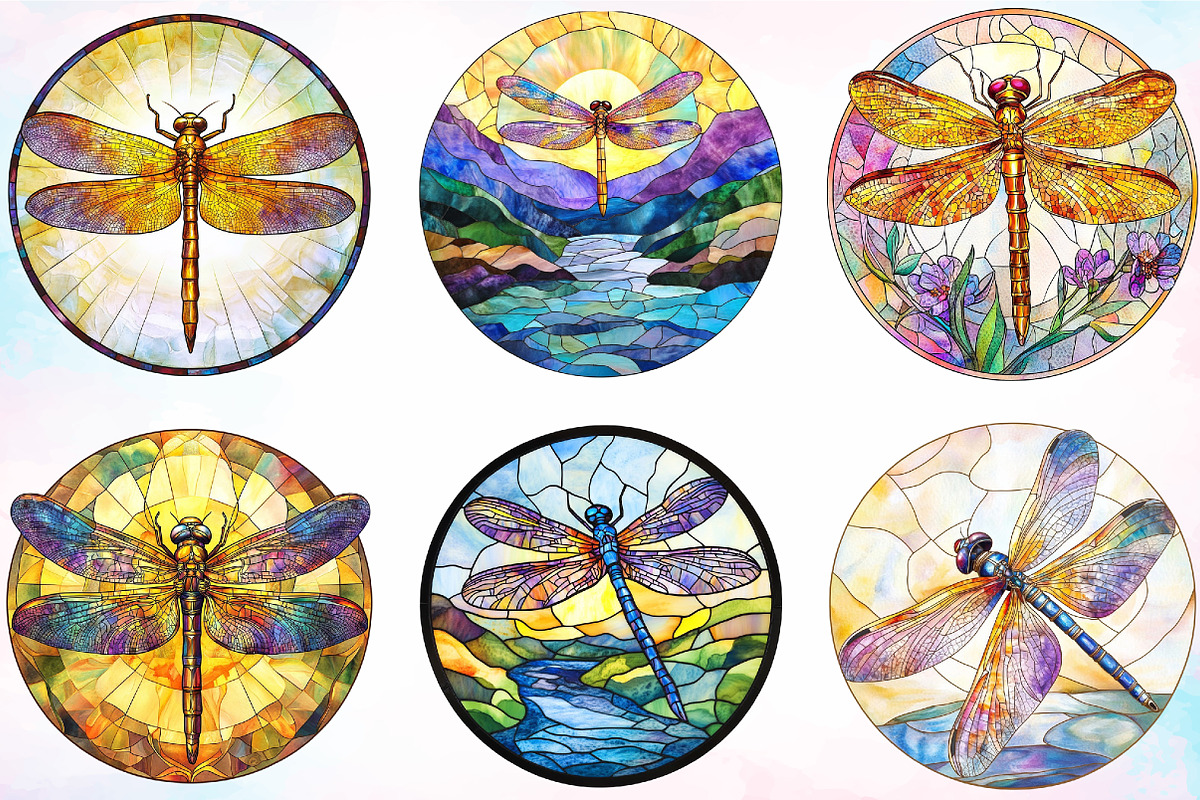 Dragonfly Stained Glass Clipart, an Illustration by Canvas Craft (Photo 4 of 5)