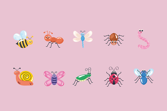 Cute Insects Illustration Set preview 2