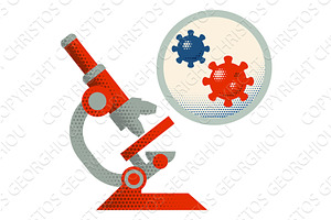 Microscope Retro Vintage Science, an Illustration by Christos Georghiou