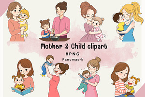 Mother and baby clipart